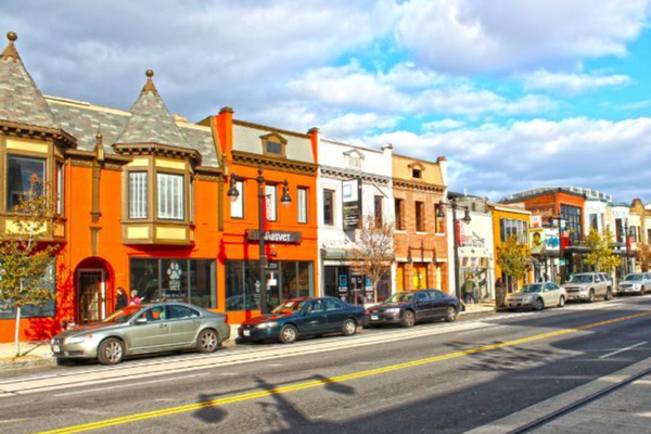 Street view of historic building in desirable H Street Corridor neighborhood